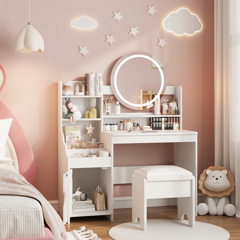 Coiffeuse pour enfants avec lumières, Blanc