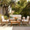 Ensemble de conversation de patio pour 4 personnes avec coussins Alyssa Acacia