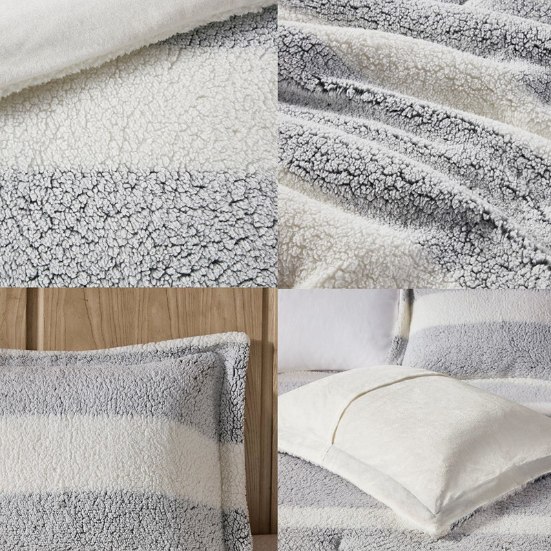 Édredon élégant - gris /, look glamour doux et chambre à coucher complète, mélange, Édredon très grand + 2 taies décoratives