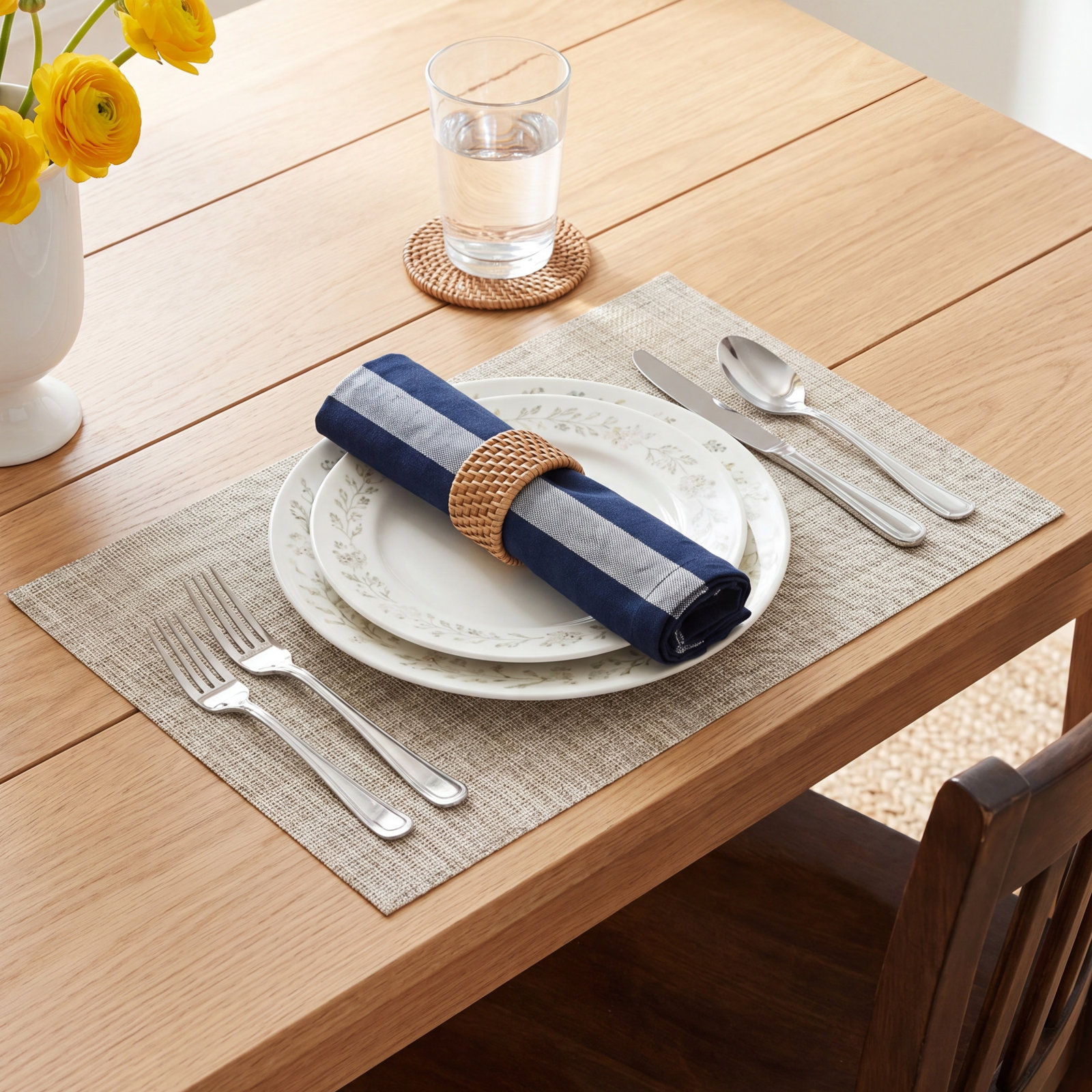 Poyen Reversible Cotton Napkin, Navy Blue