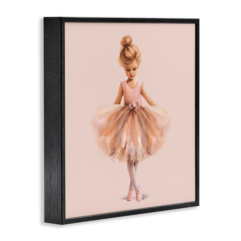 Art de giclée encadrée par une ballerine rose par Andrea Haase, Giclée encadrée noir minuit, H 17 po x l 17 po