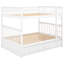 Lit superposé avec tiroirs, double sur double, de couleur blanche, convertible, en bois de pin massif-406528523-406528522