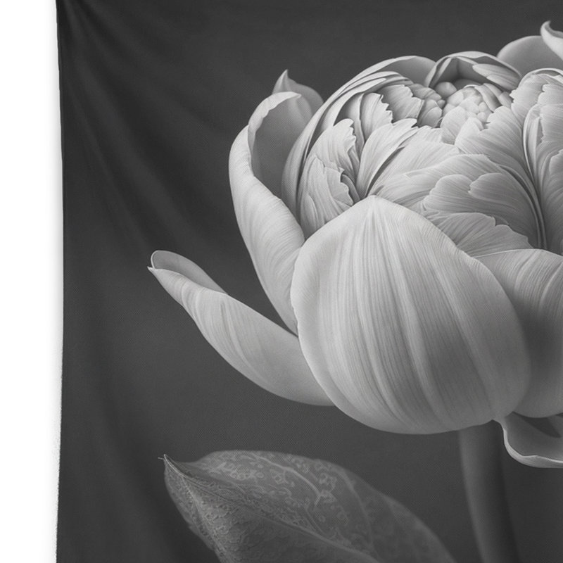 Polyester gros plan d'une tapisserie noire et blanche avec des punaises, H 50 po x l 60 po