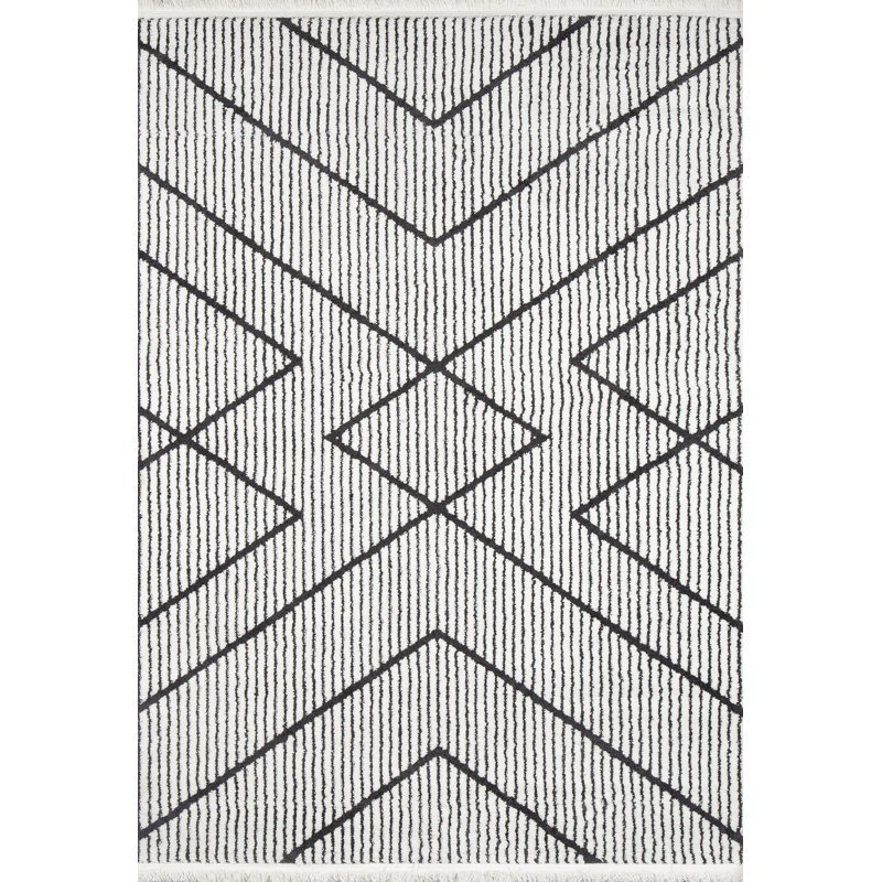 Tapis gris anthracite / ivoire Samille Southwestern, Rectangle 2 pi x 3 pi