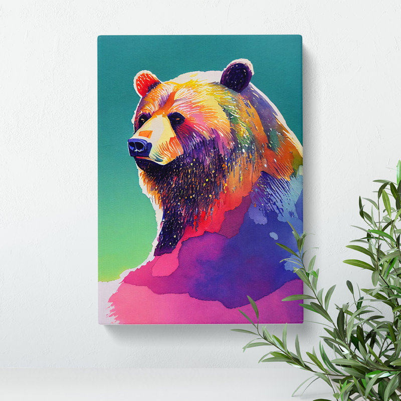 Watercolour Bear - Wrapped Canvas, 50cm H x 35cm W x 3cm D