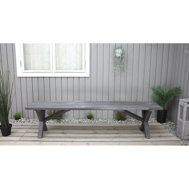 Edgerton Solid Wood Pine Outdoor Bench, 44cm H x 180cm W x 39cm D, Shabby Elegance Grey