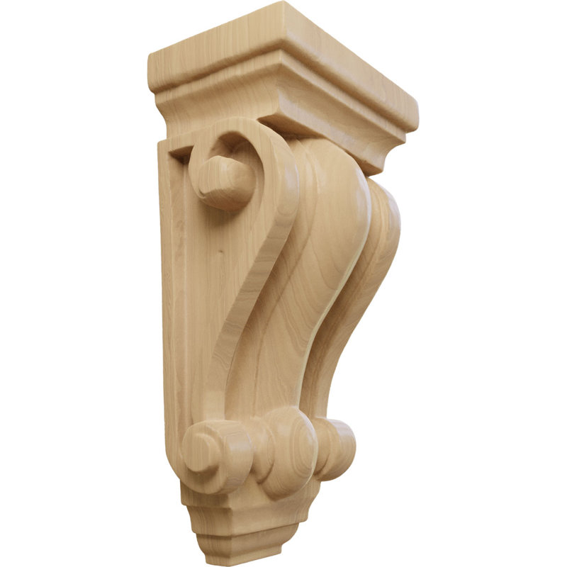 Corbeau en bois Cole Pilaster, H 7,5 po x l 4 po x P 2,5 po, Cerisier