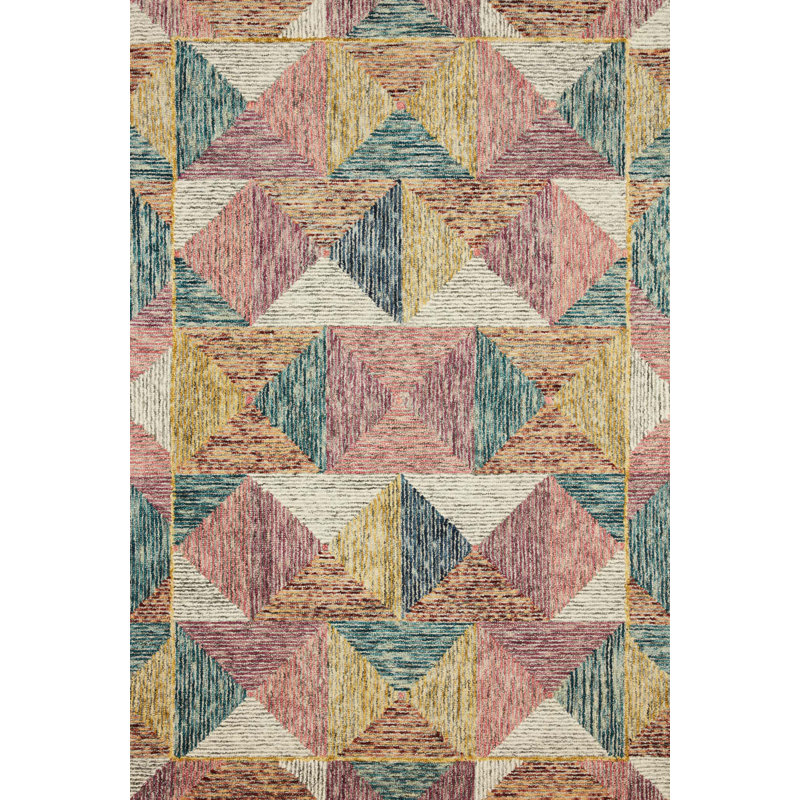 Tapis argenté en laine crocheté à la main Morecambe, Rectangle 3 pi 6 po x 5 pi 6 po