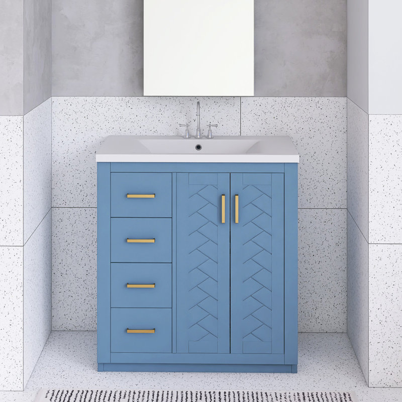 30'' Bathroom Vanity With Ceramic Sink Combo, Indigo