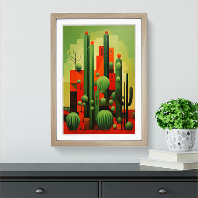 Cactus Constructivism Art - Framed Print