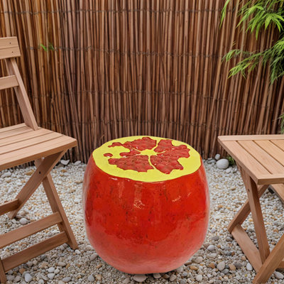 Pomegranate Fruit Stool, Oversized Resin Side Table, Multi-Purpose Home and Garden Decor, Ideal for Indoor and Outdoor Use
