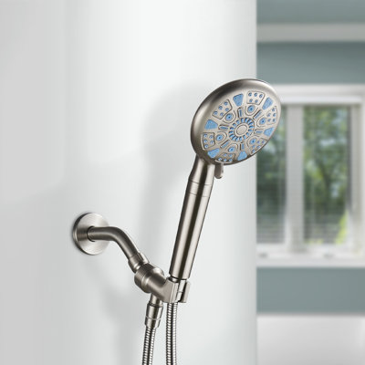 MultiFunctional 9-Spray Shower Head with Filter, Built-in Power Wash