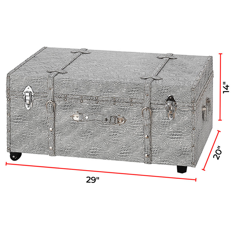 Texture Brand Designer Trunk with Wheels - Ripple Pattern, Black/White Candy
