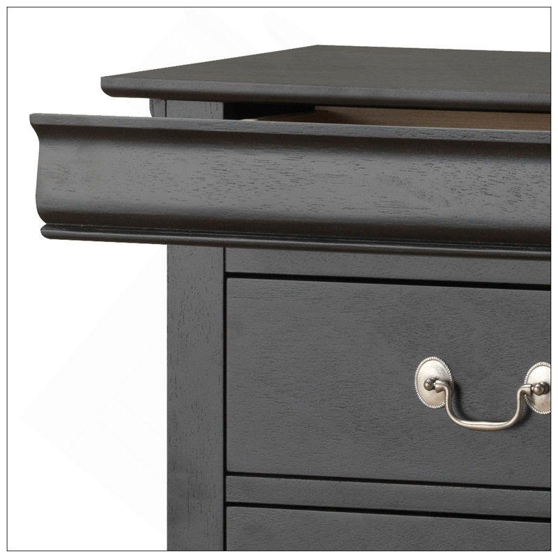 Commode élégante en lingerie traditionnelle, Noir