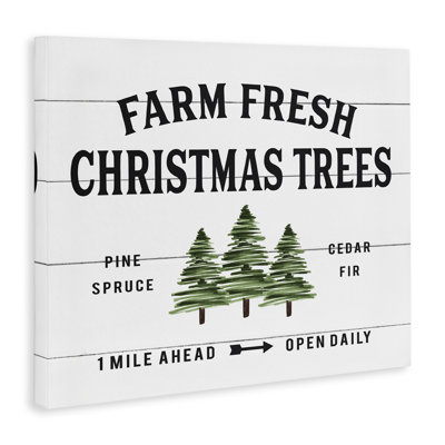 «Planked Look Holiday Farm Fresh Christmas Trees Spruce and Fir», reproduction d'impression sur toile