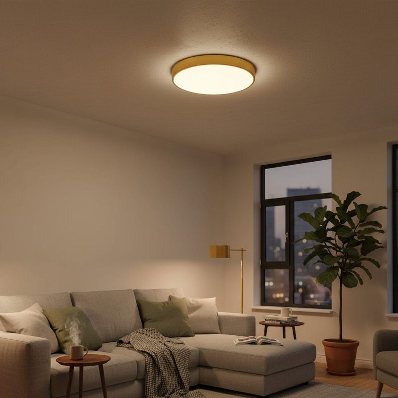 15" Gold LED Ceiling Light, Round LED Flush Mount