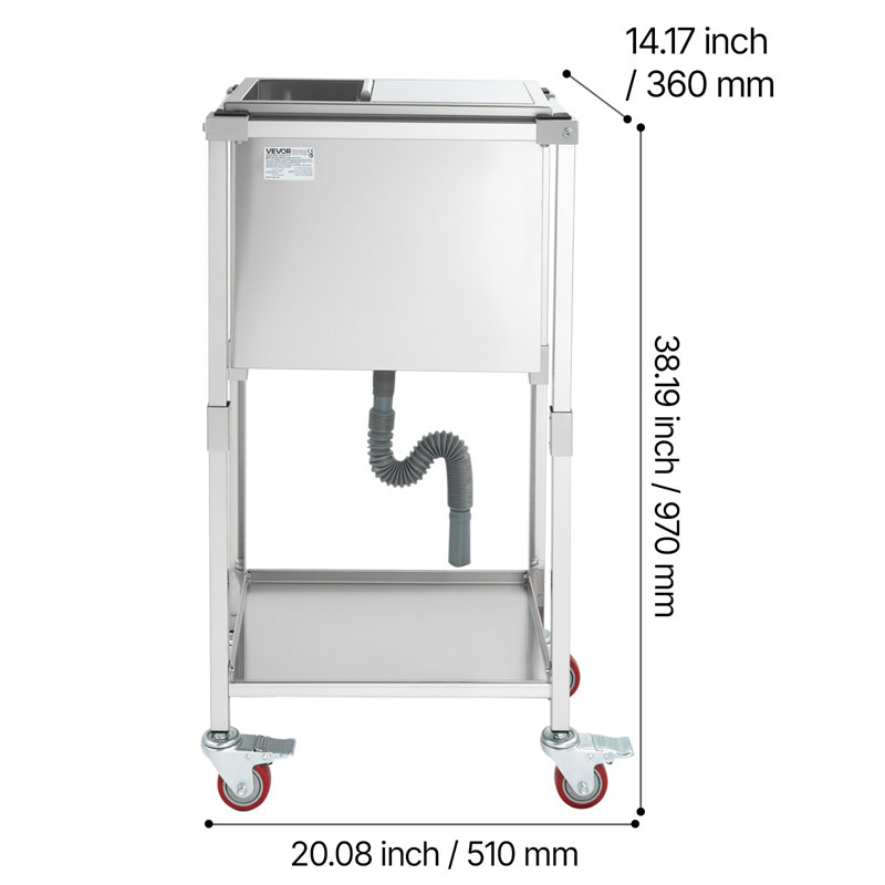 VEVOR 75.2L Serving Station / Cart Cooler with wheels in Silver
