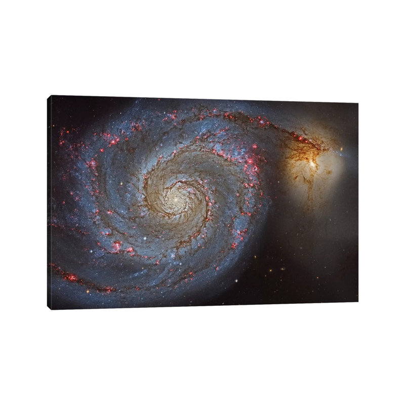 The Whirlpool Galaxy (NGC 5194) And Its Companion (NGC 5195) by Roberto Colombari - Wrapped Canvas Print