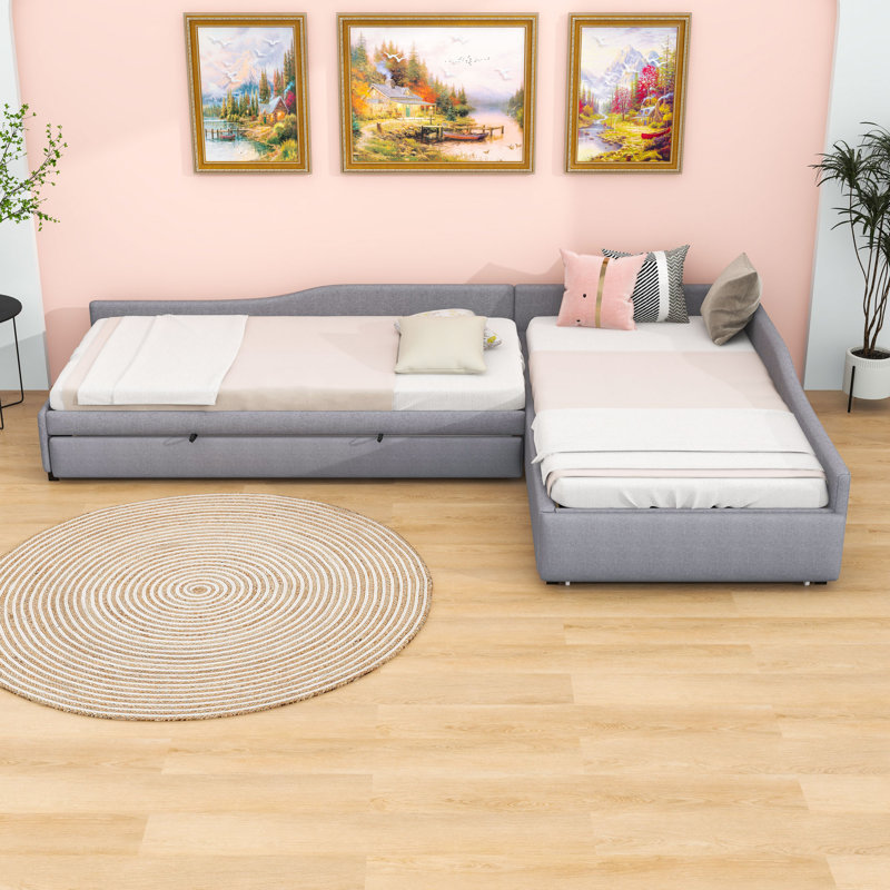 Lit de jour simple avec couchette Blithedale, gris