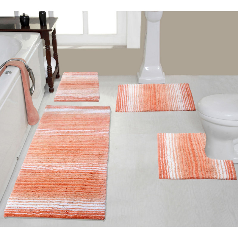 Alamanno 4 Piece Bath Rug Set, Coral