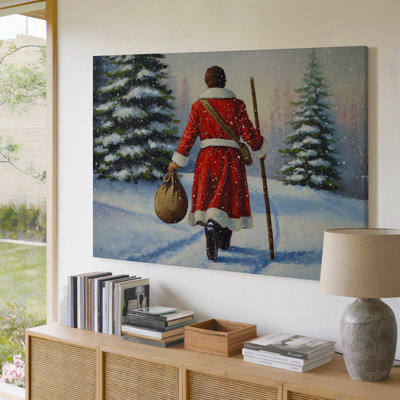 Toile, scène d'hiver classique mettant en vedette une figure joyeuse dans un art mural