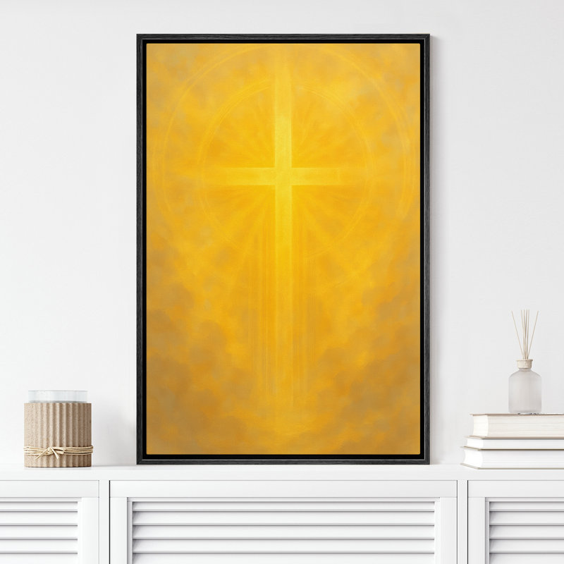 «Radiant Golden Cross Faith Inspired Light Scene», reproduction d'art sur toile encadrée, H 36 po x l 24 po x P 1,5 po