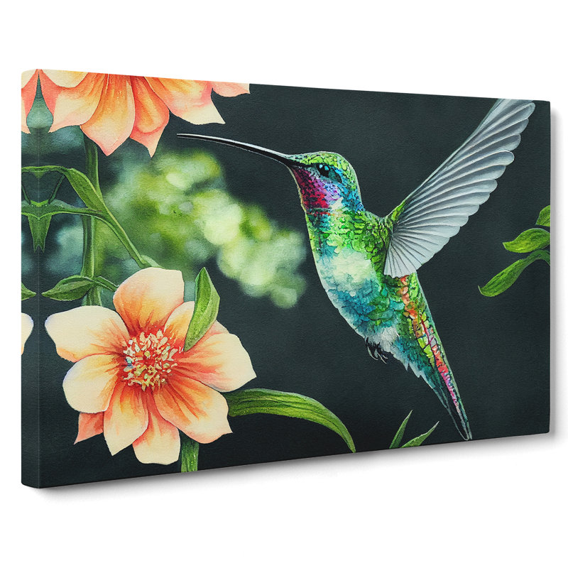Hummingbird Watercolour Vol.3 - Wrapped Canvas, 40cm H x 60cm W x 3cm D