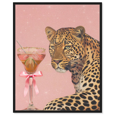 «Leopard and Drink Canvas», art mural Glam par Art Remedy