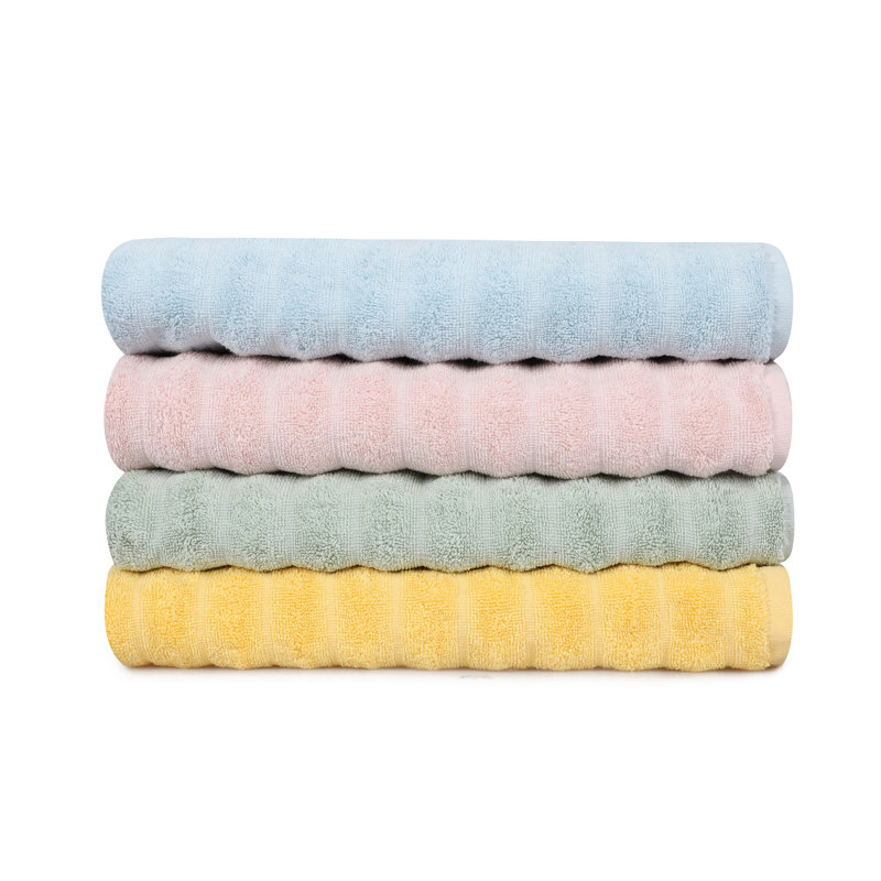 Ensemble de 4 serviettes de bain en coton turc, Jaune / vert / rose