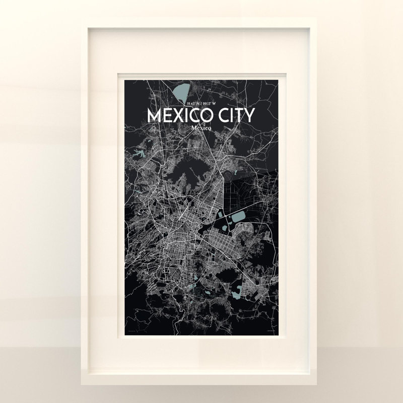 Mexico City Map In Midnight - No Frame Print, 17cm H x 11cm W x 0.05cm D