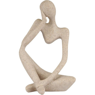 Figurine de collection abstraite en grès en résine de style penseur sculpté, bureau à domicile, bibliothèque (petit grès, à gauche)