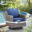 Ensemble de meubles de patio 3 pièces, chaises berçantes pivotantes d'extérieur, ensemble bistro en osier avec chaise berçante-704160635