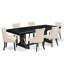 L'ensemble de salle à manger 7 pièces se compose d'une table de salle à manger et de 6 chaises modernes en tissu de lin beige clair et de pieds noirs avec dossier capitonné - finition noir sablé.-1279014487