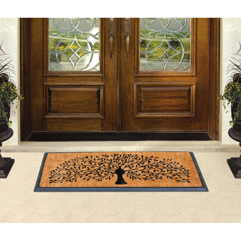 Shredding Tree Black Natural Coir and Rubber Door Mat, 18"x48", Large Heavy-Duty Non-Slip Entrance Mat, 18" X 48"