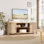 Meuble télé avec 2 armoires de rangement en rotin Boho, centre de divertissement pour téléviseur de 75 po ou moins Boho