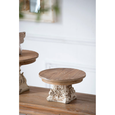 D9.5" x 5.5" Cake Stand, Wood Cake Plate with Magnesium Base