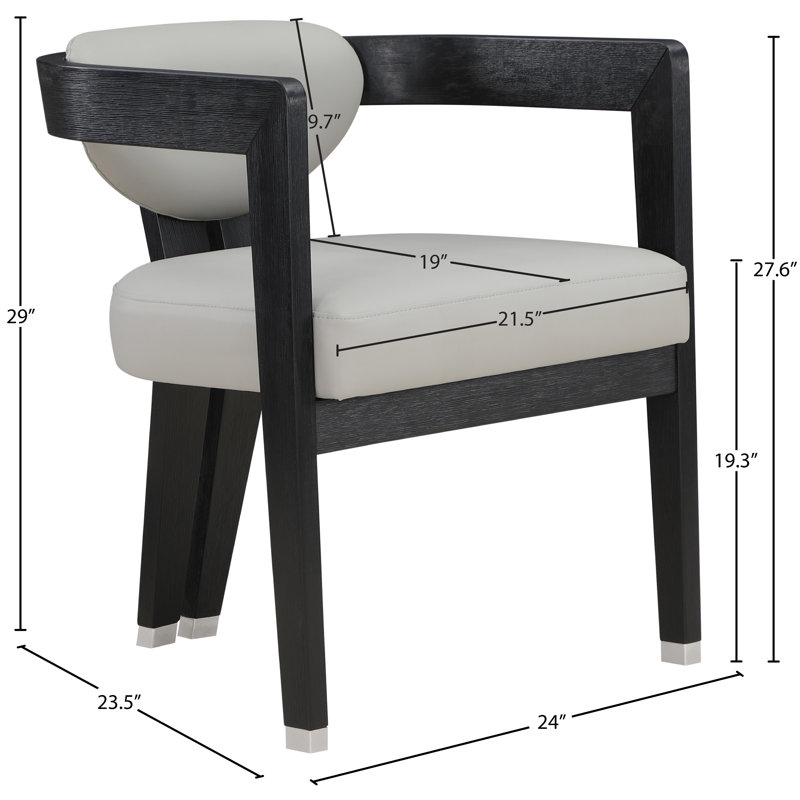 Parina 19.3'' H Upholstered Armchair, Grey Vegan Leather, Black Wire Brush