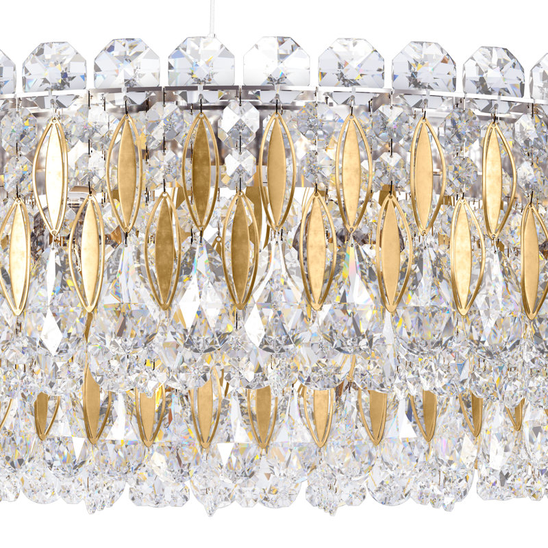 Sarella 12 - Light Dimmable Drum Chandelier, Swarovski, Heirloom Gold