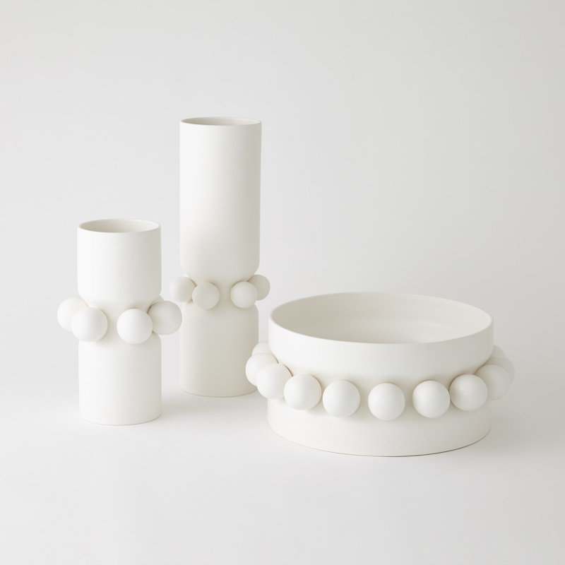 Hera Handmade Ceramic Table Vase, White, 20.75" H x 8" W x 8" D