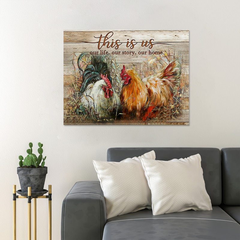 Couple of Chickens - This Is Us - 1 pièce, reproduction d'art graphique sur toile tendue, H 11 po x l 14 po x P 2 po