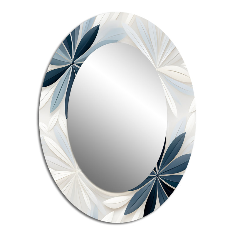 Nordic Tranquility - Grand miroir mural ovale sur métal, H 40 po x l 30 po