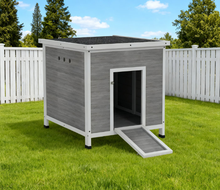Cage pour animaux en bois avec toit ouvrable, plancher amovible, portes doubles - 25 po x 32 po x 30 po