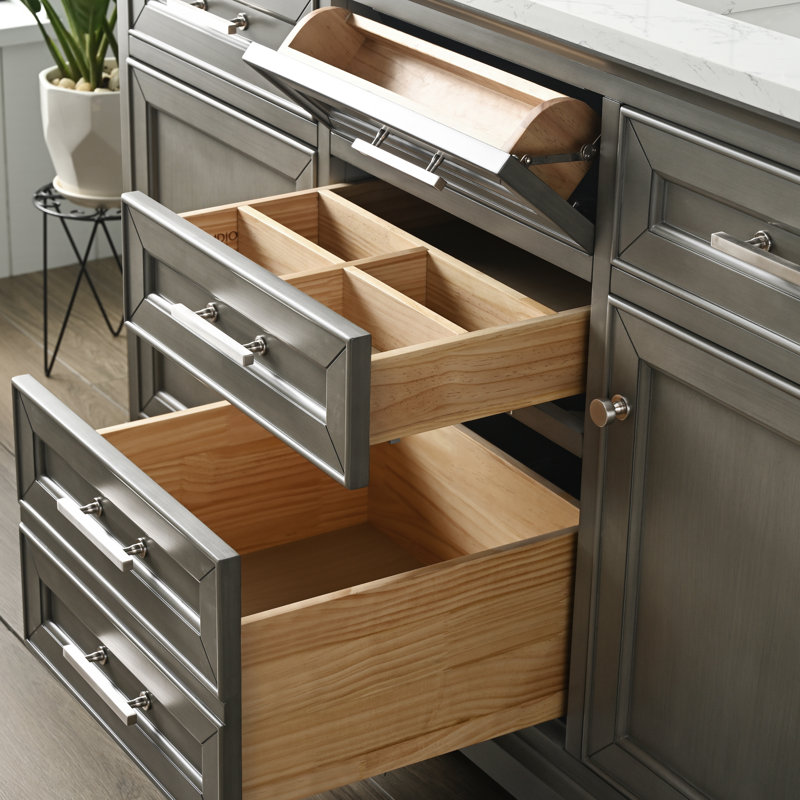 Thompson 60" W Double Vanity, Silver Gray/Brushed Nickel