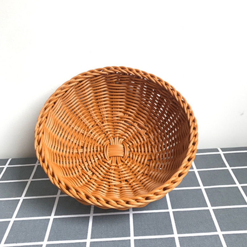 1 panier à pain en faux rotin de cuisine 1 pièce, panier à fruits tissé à la main de 22 cm Convient pour le pain, les fruits, les collations et les légumes