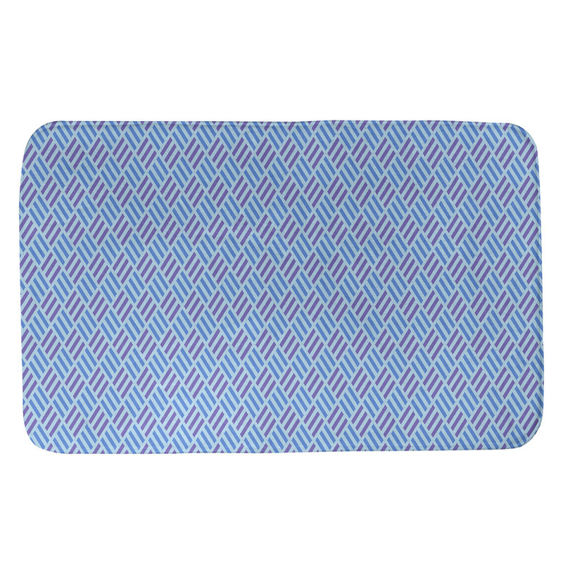 Tapis pour salle de bain diamants Kitterman, l 17 po x L 24 po, Bleu / Mauve