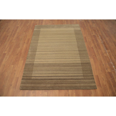 Subtle Elegance: Gradient Striped Nepalese Rug 4x6