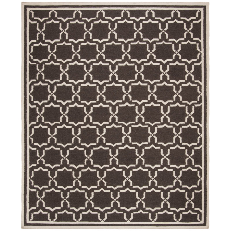Tapis géométrique en laine et coton tissé à la main Rodgers, Rectangle 8 pi x 10 pi
