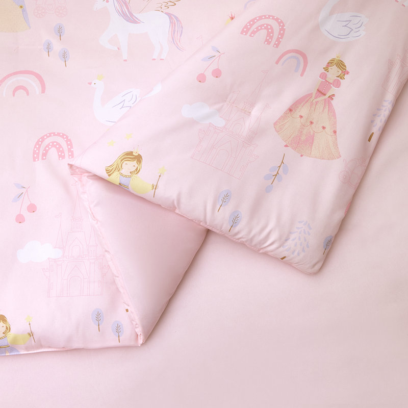 Ensemble d'édredon rose Fairytale Princess, Édredon simple / simple TG + 1 taie décorative