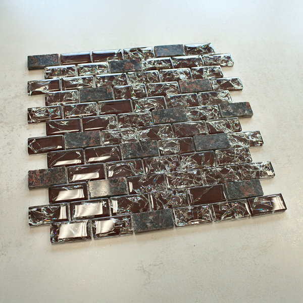 Crackle 1" x 2" Brick Joint Marble Look Mosaic Wall Tile