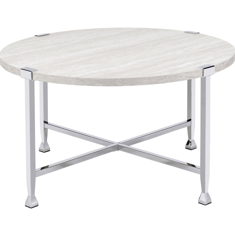 Chêne blanc et table basse - industriel, rond présenté, aspect industriel